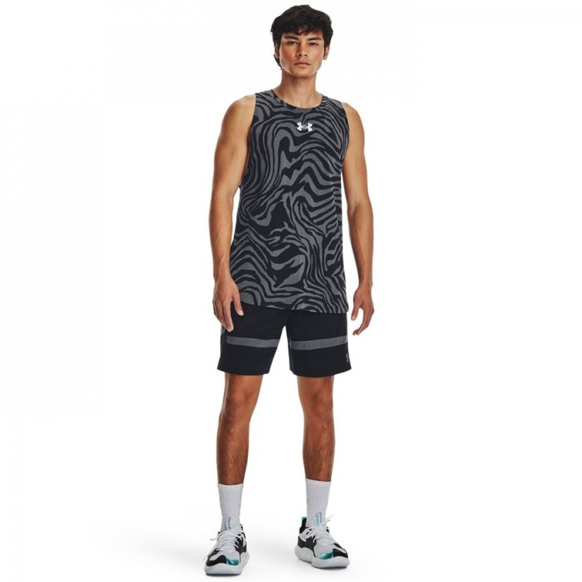 Under Armour Armour Ua Baseline Printed Tank Basketball Short Mens Black/Grey