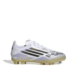 adidas F50 League Childrens Firm Ground Football Boots White/Blk/Gold