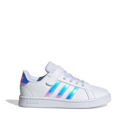 adidas Grand Court Child Girls Trainers Wht/Iridescent