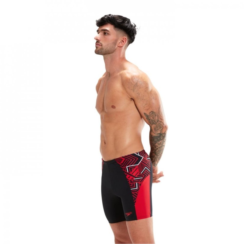 Speedo Splice Mid Jammer Shorts Mens Black/Red