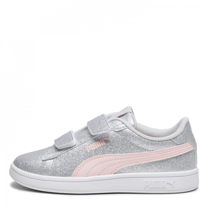 Puma Smash 3.0 Glitz Glam V Child Girl Trainers Grey/Pink