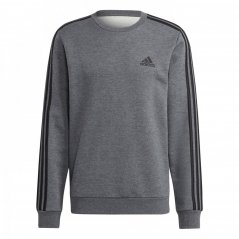 adidas Mens Crew 3-Stripes Pullover Sweatshirt Dark Grey