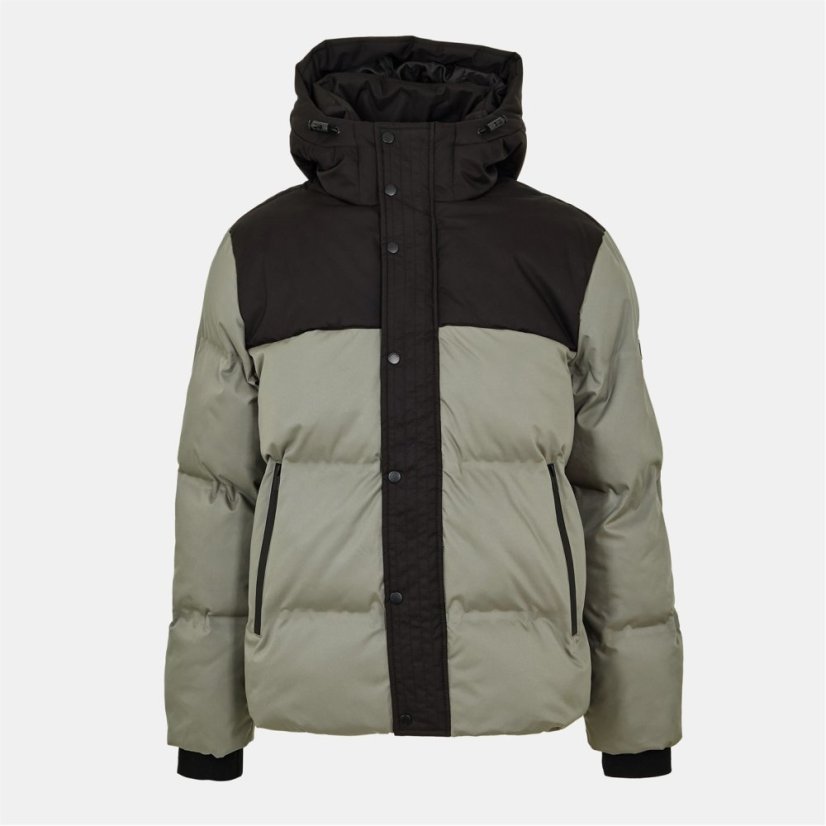 Everlast Men's Water Resistant Windproof Hooded Short Puffer Jacket Khaki/Black