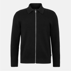 Jack and Jones Men's Stitch Knitted Full-Zip Fleece Fabric Black