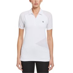 Original Penguin Women's Zipped Asymmetrical Short Sleeve Performance T-Shirt Bright White