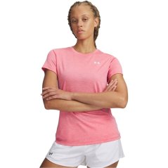 Under Armour Tech Twist Short Sleeve Womens Pink/White