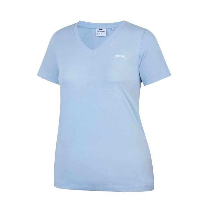 Slazenger Ladies V Neck Tee Shirt Light Blue