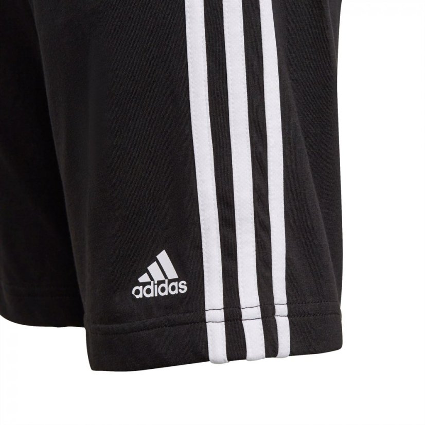 adidas Essentials 3 Stripe Jersey Short Juniors Black/White