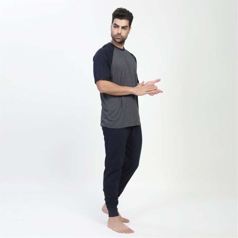 Howick Plain Raglan Pyjama Set Navy/Charcoal