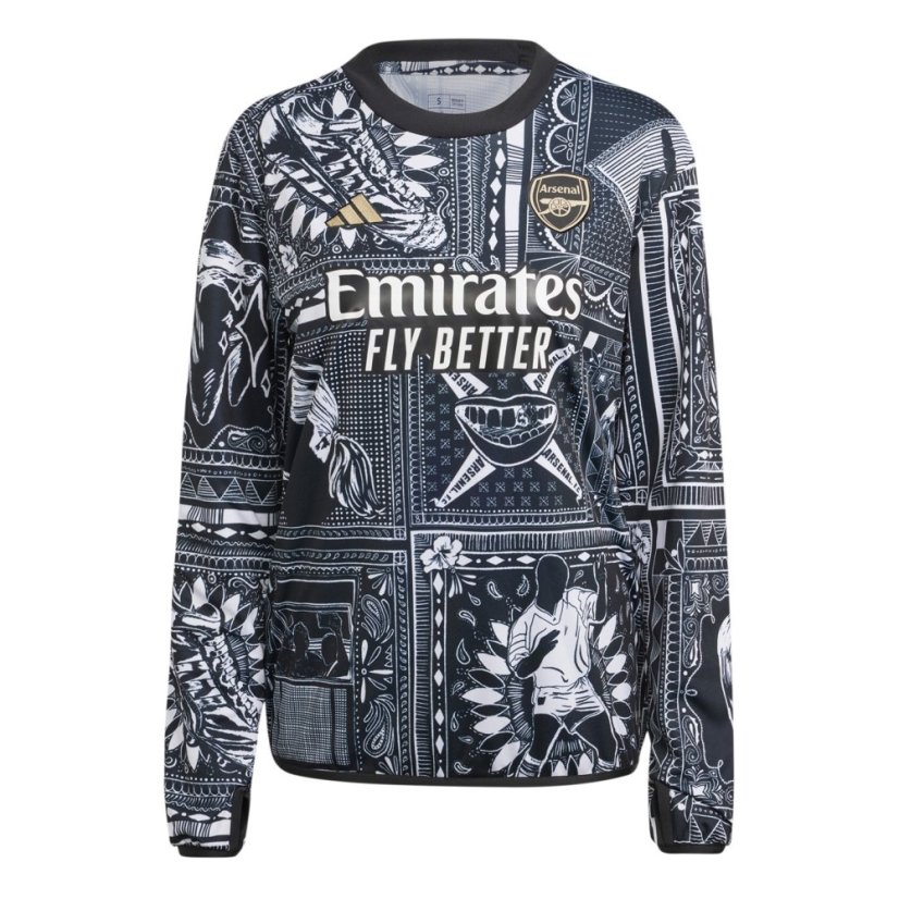 adidas Womens adidas Arsenal Ian Wright Pre-Match Top Black