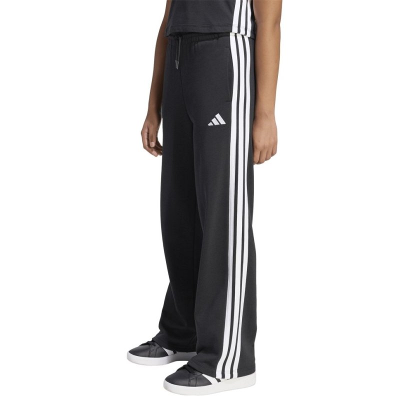 adidas Kids' Wide Leg Open Hem Fleece Joggers Black/White