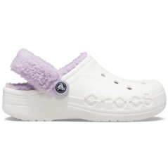 Crocs Baya Lined Fuzz Strap Mule Slippers White/Lavender