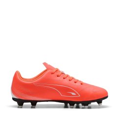 Puma Kids' Firm Ground Football Boots Glowing Red-W