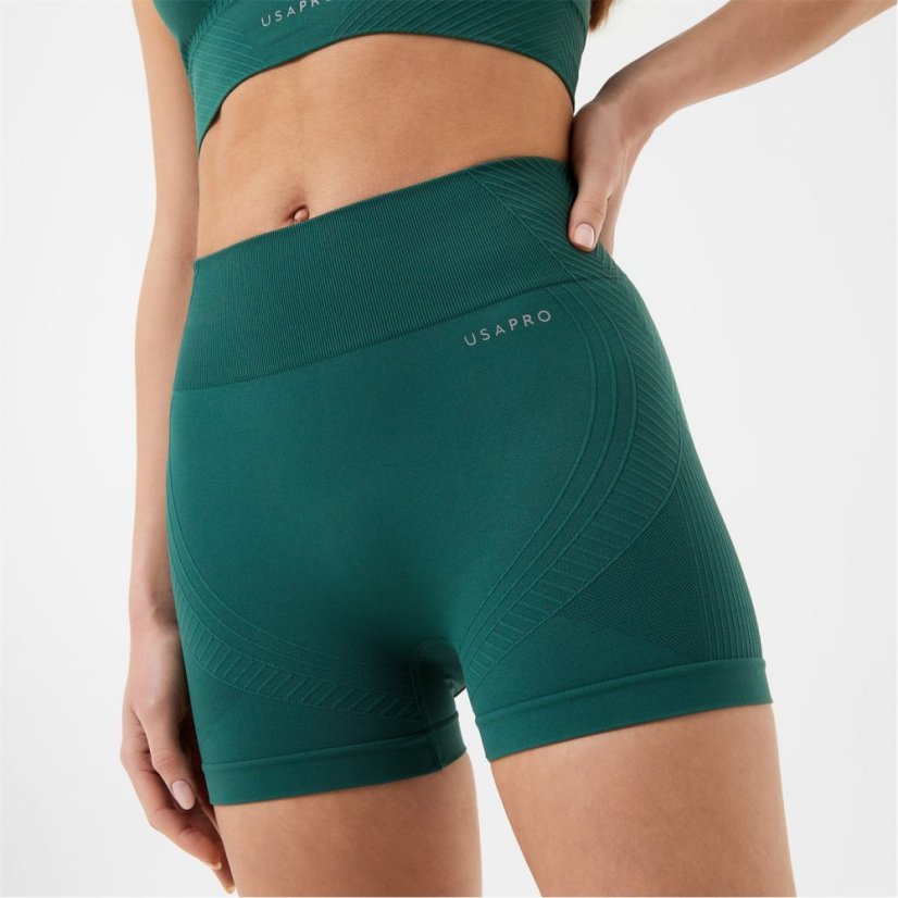 USA Pro USAP Seamless 3 Inch Shorts Womens Forest Green