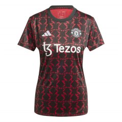 adidas Manchester United Pre-Match Shirt 2024 2025 Womens Black/Mufc Red