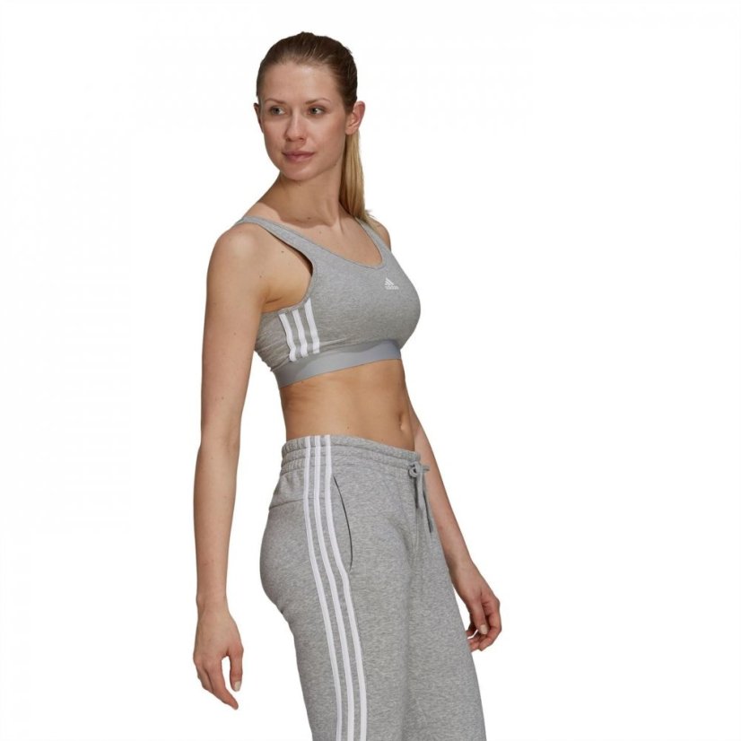 adidas Essentials 3-Stripes Crop Top With Removable Pads Grey Marl