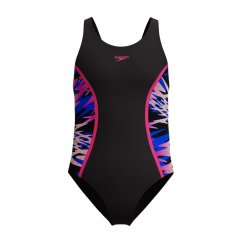 Speedo Kids' HB Splice MB One Piece Swimsuit Anth/Pink
