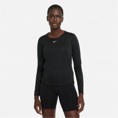 Nike Dri-FIT One Women's Standard Fit Long-Sleeve Top Black / White