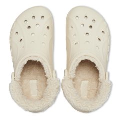 Crocs Women's Baya Lined Fuzz Strap Mule Slippers Winter White