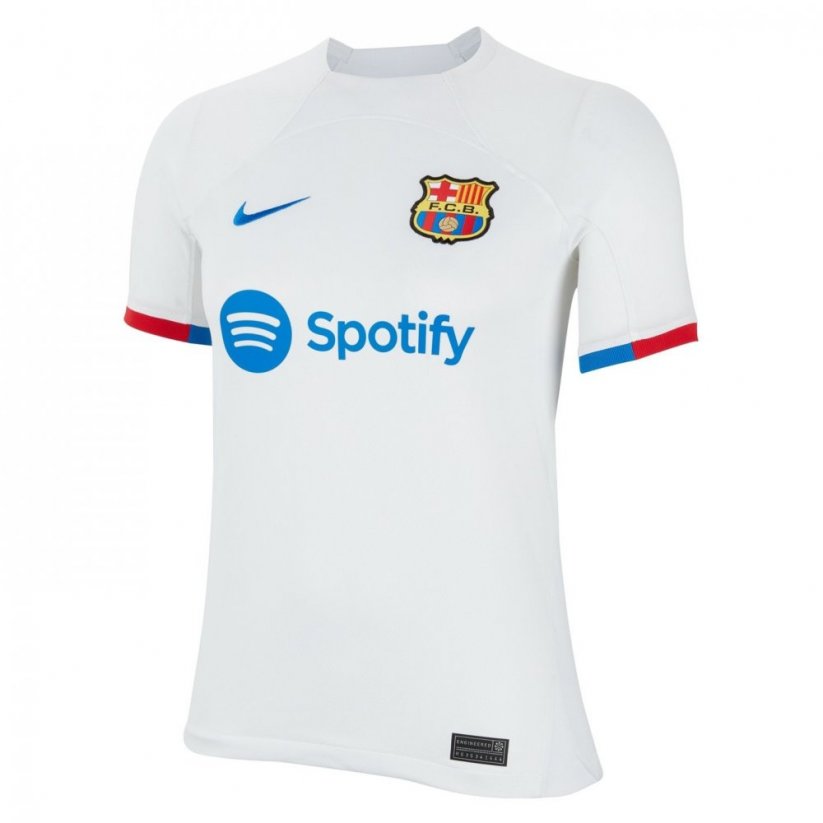 Nike Barcelona Away Shirt 2023 2024 Juniors White/Grey