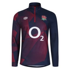 Umbro England Rugby Warm Up Mid Layer Top 2023 2024 Adults Navy Blazr/Red