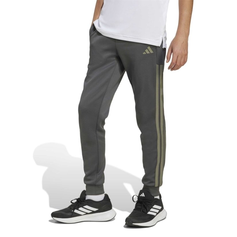 adidas Kids' Closed Hem Poly Tracksuit Joggers Grey/Olive