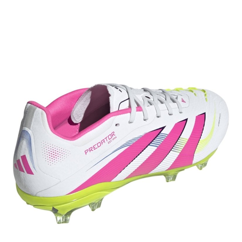 adidas Unisex Kids' Pred Elt Firm Ground Football Boots Wht/Pink/Lem