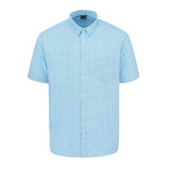 Fabric Short Sleeve Poplin Shirt Mens Light Blue Geo
