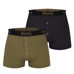 Lonsdale 2 Pack Boxer pánske šortky Black/Khaki