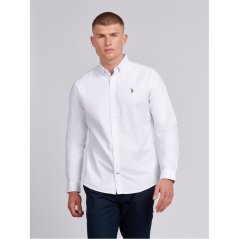 US Polo Assn Oxford LS shirt Sn00 Bright White