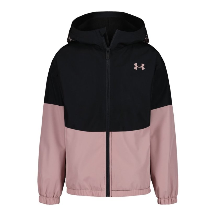 Under Armour Kids' Weatherproof Lightweight Rain Anorak Black/Pink