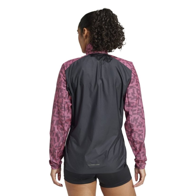 adidas Women's Terrex Trail Water-Resistant Long Sleeve Performance Running Jacket Pink/Black