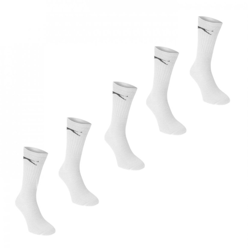 Slazenger Crew Socks 5 Pack Childs White