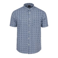 Fabric Classic Short Sleeve Poplin Shirt Mens Blue Floral