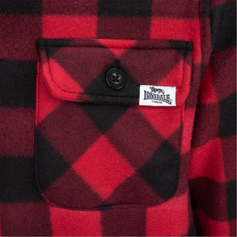 Lonsdale Men's Hooded Long Sleeve Sherpa Jacket Red