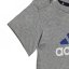 adidas Essential T Shirt and Short Set Babies Gry H/Lcd Blu