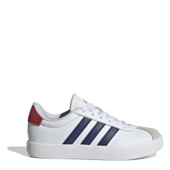 adidas VL Court 3.0 Shoes Junior Boys White/Blu/Red