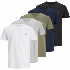 Jack and Jones 5-Pack Short Sleeve pánske tričko White/Grey/Khaki/Navy/Black