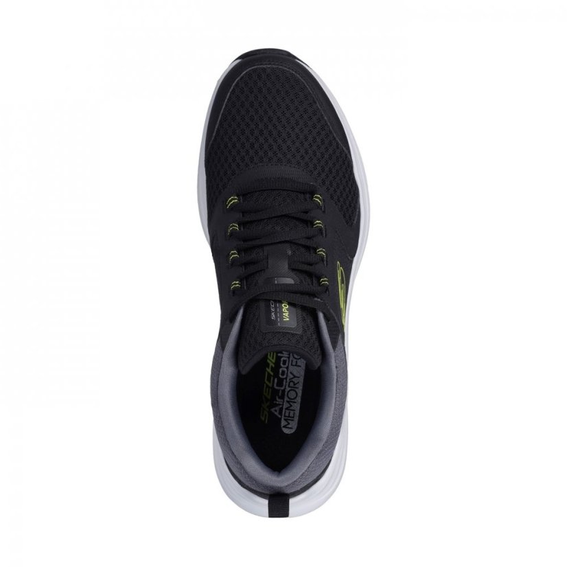 Skechers Duraleather Overlay Mesh Lace Up Sn Runners Mens Black/Lime