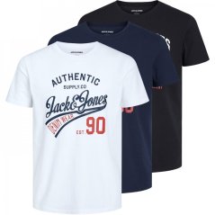 Jack and Jones Ethan 3-Pack T-Shirt Blk/Wht/Nvy