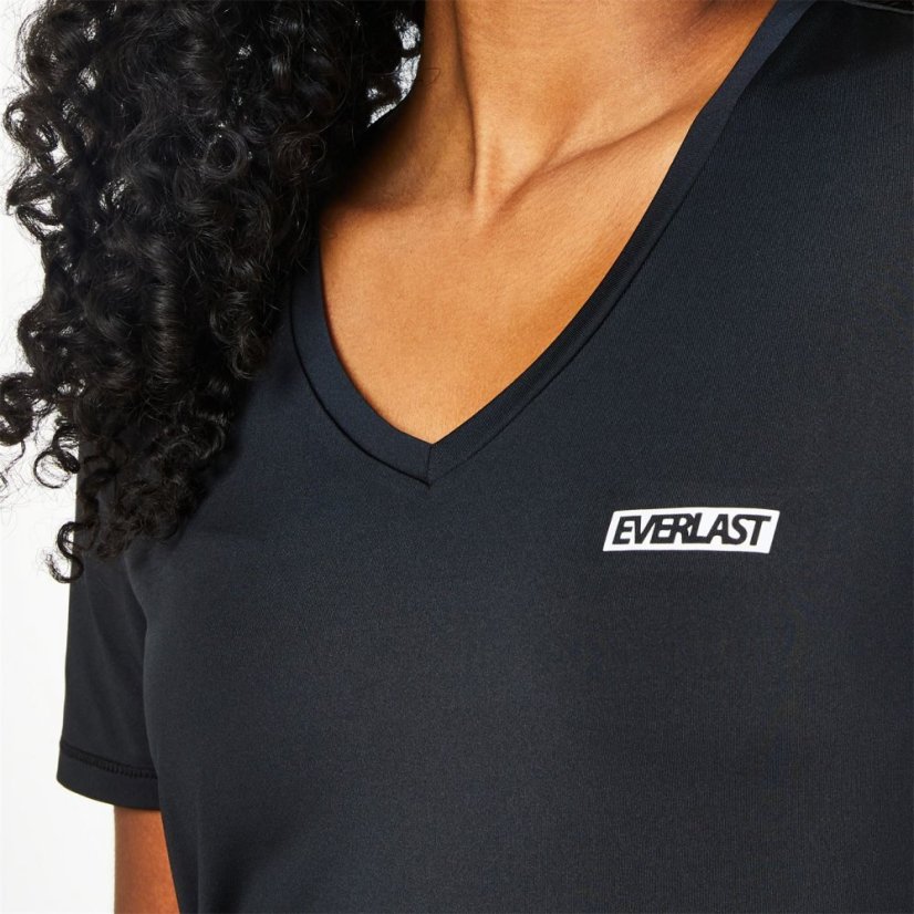 Everlast V Neck Mesh T-Shirt Womens Black
