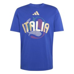 adidas Mens Italy Short Sleeve Performance T-Shirt Bold Blue
