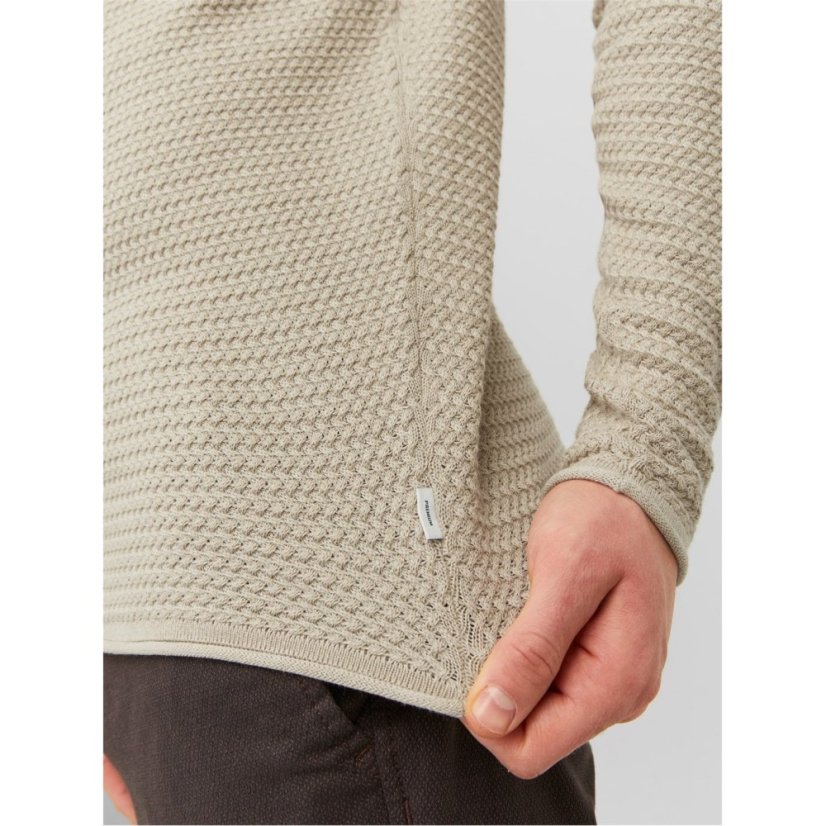 Jack and Jones Textured Crew Jumper Mens Island Fossil