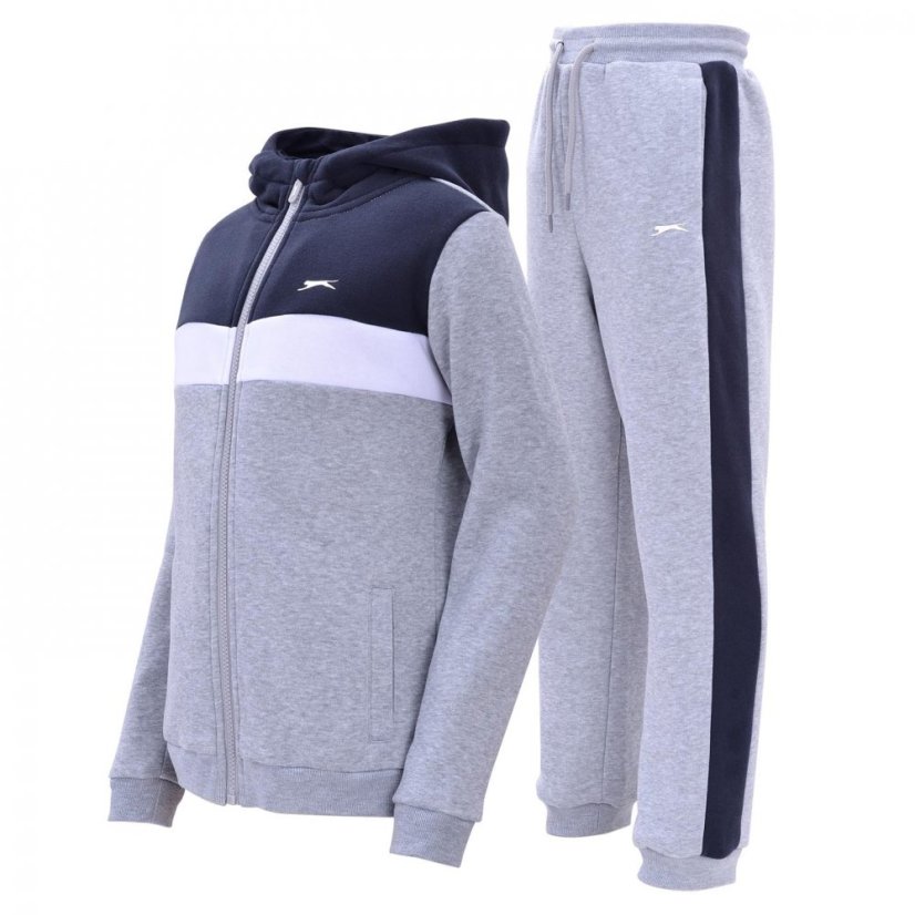 Slazenger Fleece Full Zip Track Suit Junior Boys Navy