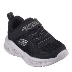 Skechers Kids' Meteor Leather Light Up Trainers Black/Grey