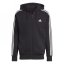 adidas Essentials French Terry 3-Stripes Zip Hoodie Mens Black/White