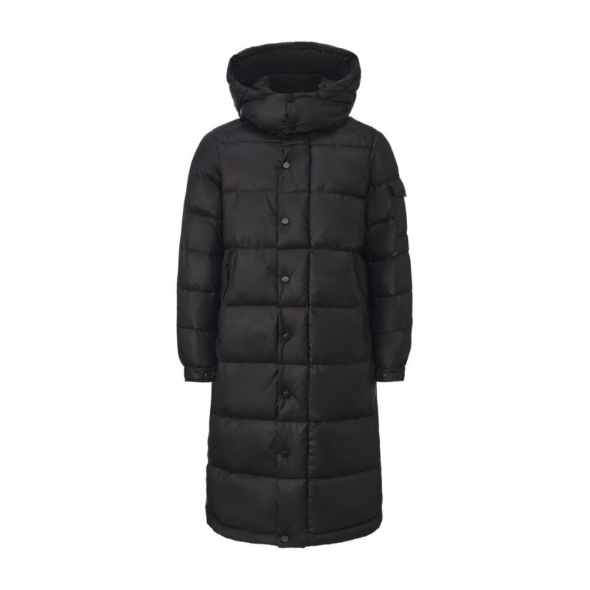 Firetrap Women's Duck Down Knee Length Hooded Down Jacket Black