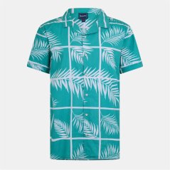 Bench Men's Rafil Short-Sleeve Patterned Shirt Sea Green