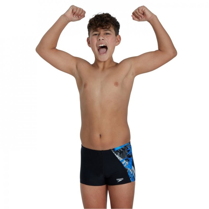 Speedo Allover Aquashort Swim Short Boys Black/Blue