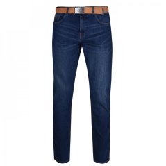 Lee Cooper Belted Jeans Mens Dark Wash